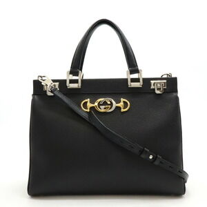 Gucci Zumi Top Handle Bag Shoulder Leather Black